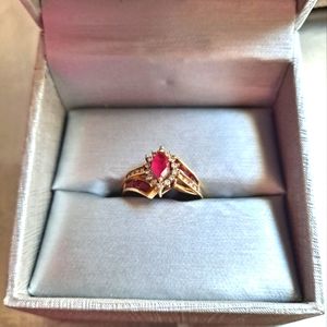 Zales Womena Marquise Ruby 10K Gold Ring
